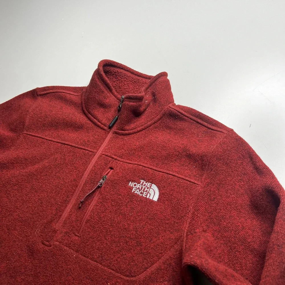 The North Face Mens Gordon Lyons 1/4 Zip Fleece Pullover Red Heather Small